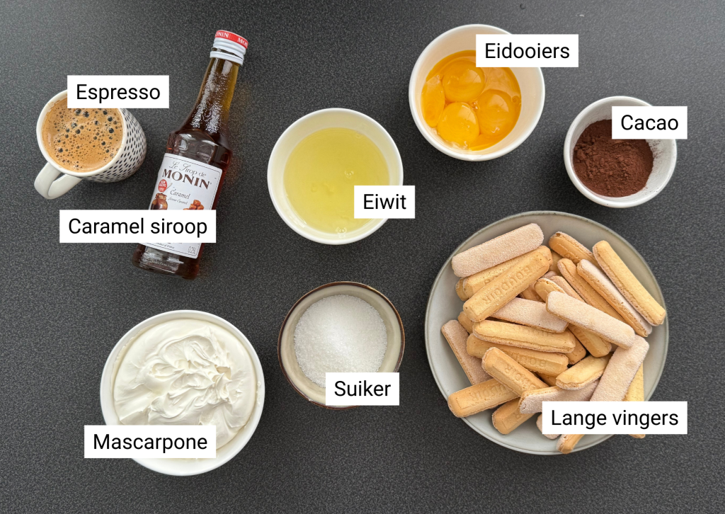 tiramisu zonder alcohol met karamelsiroop